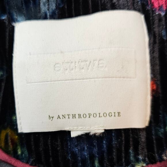 ett:twa Anthropologie Blooming Floral Velvet Blazer Womens Jacket Small Petite - Picture 8 of 10